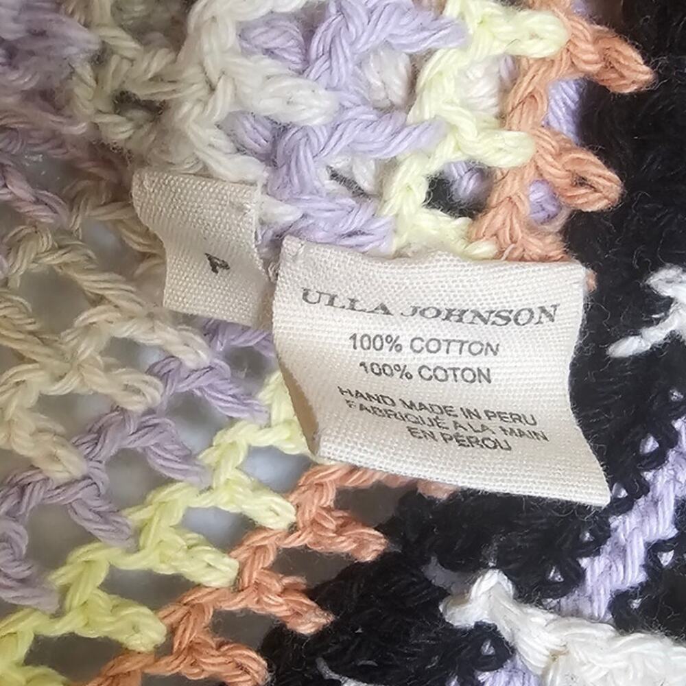 Ulla Johnson Constanza Crochet Striped Knit Peasant Peplum Cottagecore Sweater - Picture 7 of 7